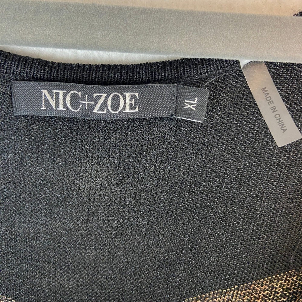 NIC+ZOE Sleeveless Cowl Neck Metallic Knit Top Women's XL Glam Party Black gold - Picture 3 of 5